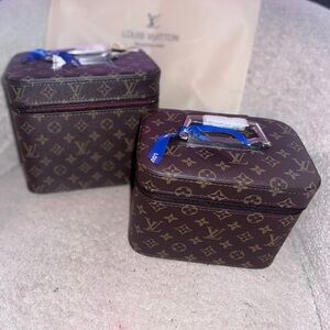 SOLD Cosmetic Nesting Brown Monogram Vanity Cases